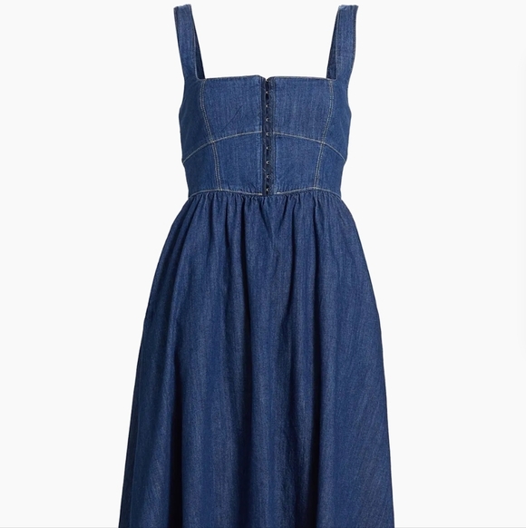 Reformation Tagliatelle Denim Midi Dress Ellis Size 10 NWT - Picture 8 of 16